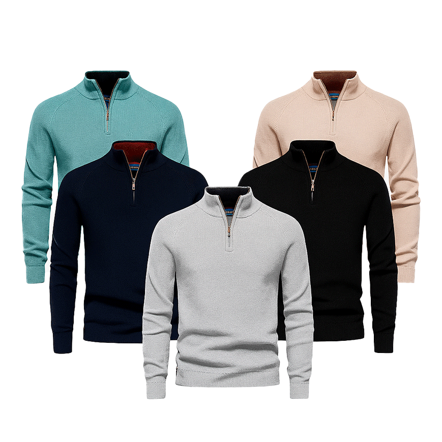Zipped Collar Sweater R&L + Free Watch